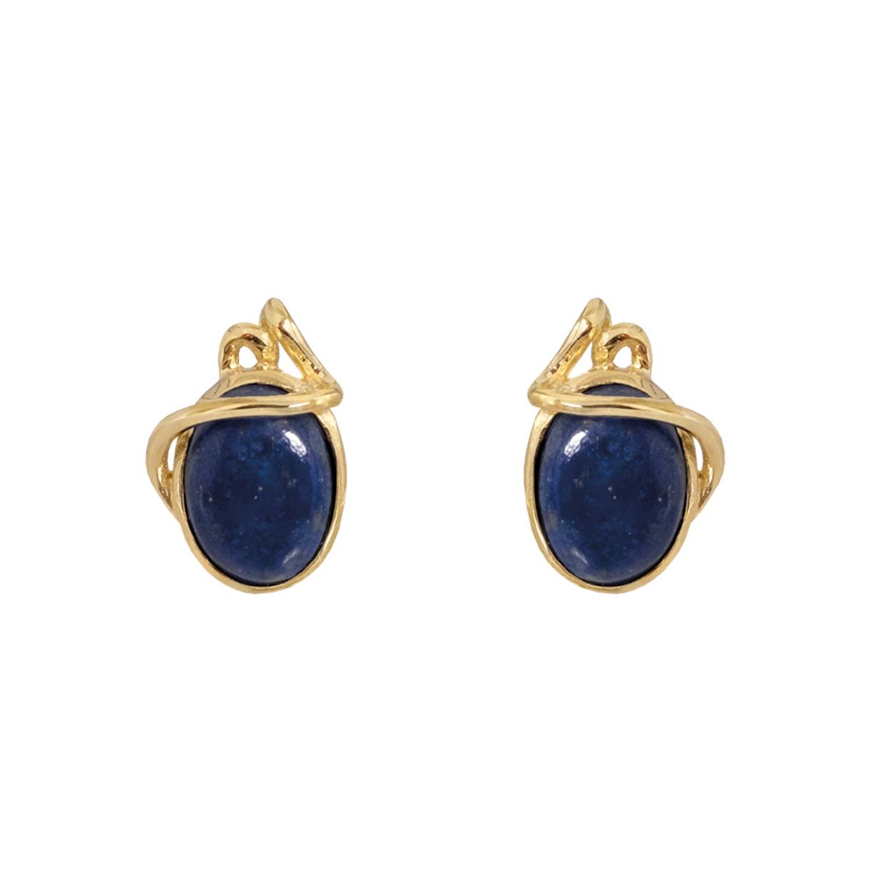 Deze geel goud vergulde oorknoppen hebben elk een 7 x 5 mm lapis lazuli.