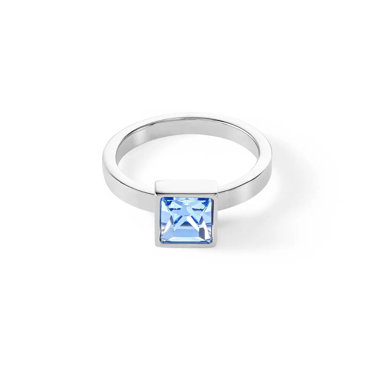 Coeur de Lion ring gemaakt van zilverkleurig edelstaal met blauwe kristal mt. 58