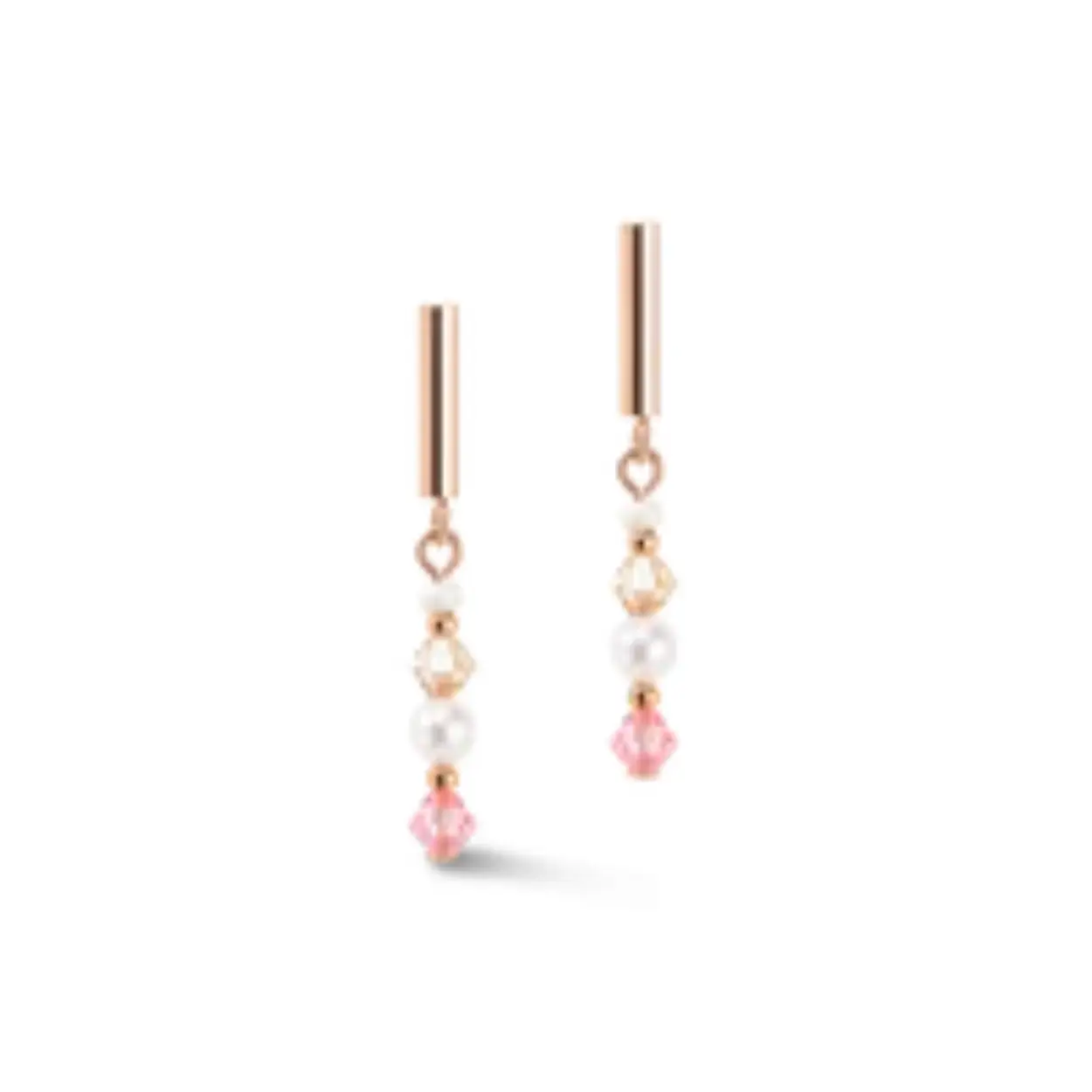 Tijdloos mooi en liefdevol handgemaakt. Deze romantische oorbellen in sprankelend lichtroze en roségoud zijn perfect voor elke gelegenheid. Maak de look af met de bijpassende ketting en armband.
