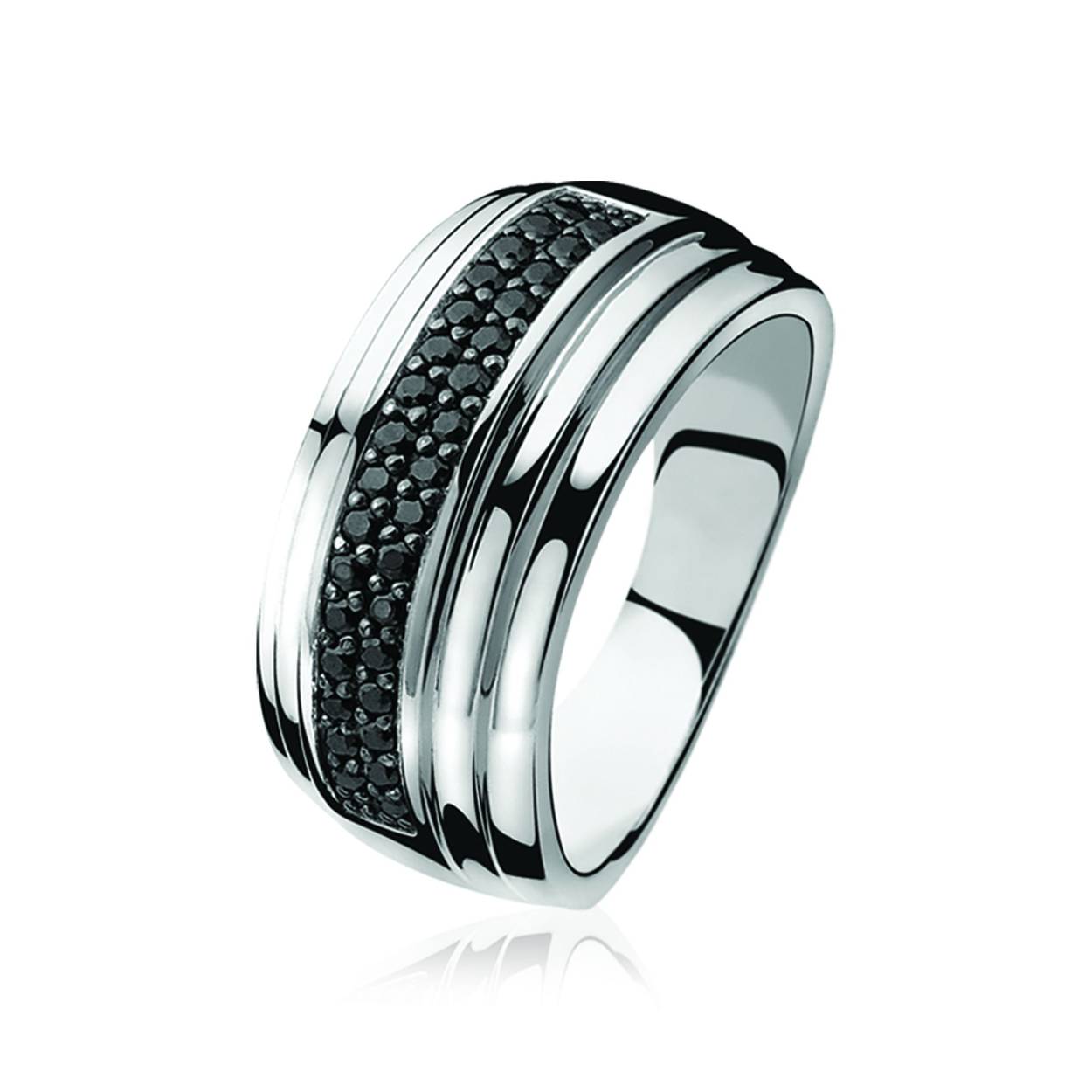 
Zinzi zilveren ring zwart zirkonia mt.56 zir709 