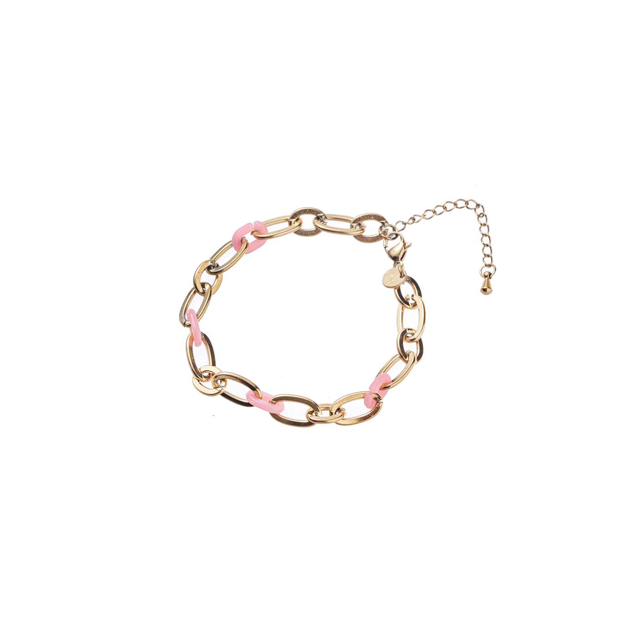 Linked Bracelet - 14K + Pink
B4224-1