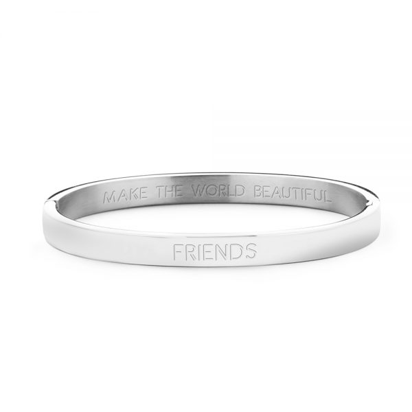 Mooie Key Moments armband van staal zilverkleurig met de tekst Friends.