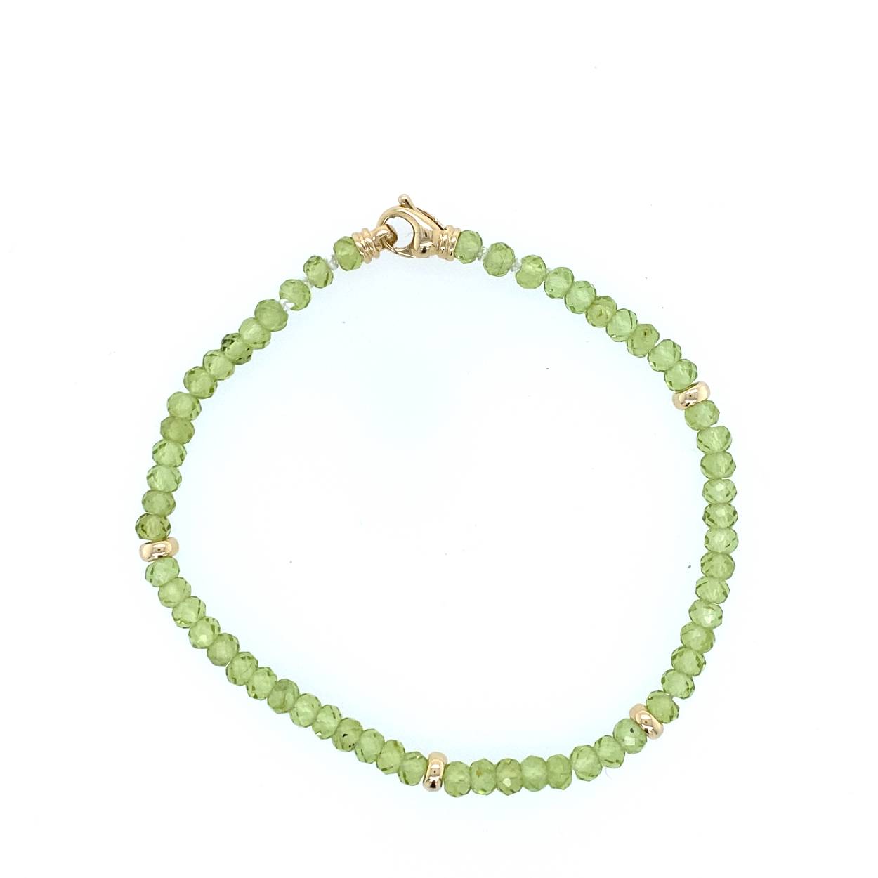Peridoot collier met gouden sluiting en gouden balletjes