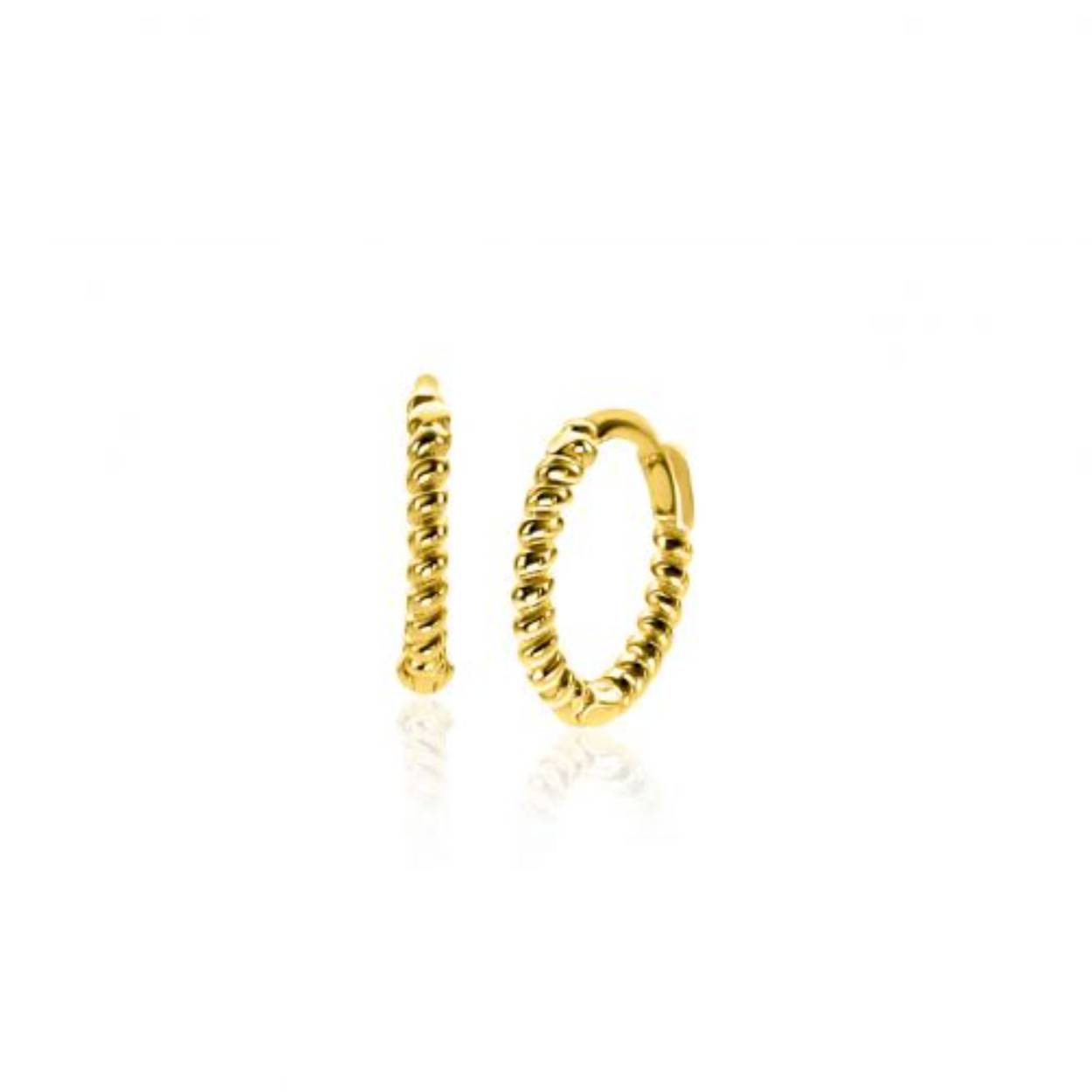 ZINZI Gold 14 krt gouden oorringen (10mm) met gedraaide buis en voorzien van een luxe scharniersluiting. De oorringen zijn 10mm lang en hebben een buisbreedte van 1,3mm. Vervaardigd van geheel 14 karaat goud (585).
