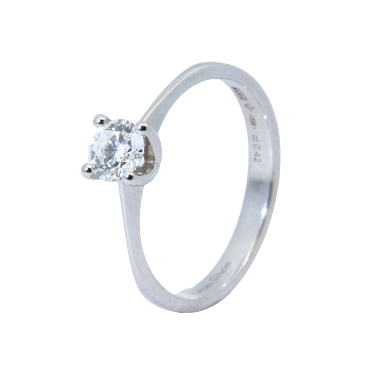 Solitair van witgoud met diamant 0.42ct