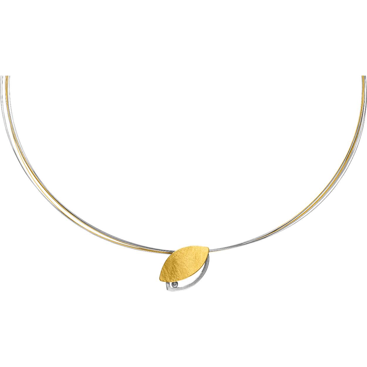 Choker met hanger zilver/goud met 0.02 ct. briljant