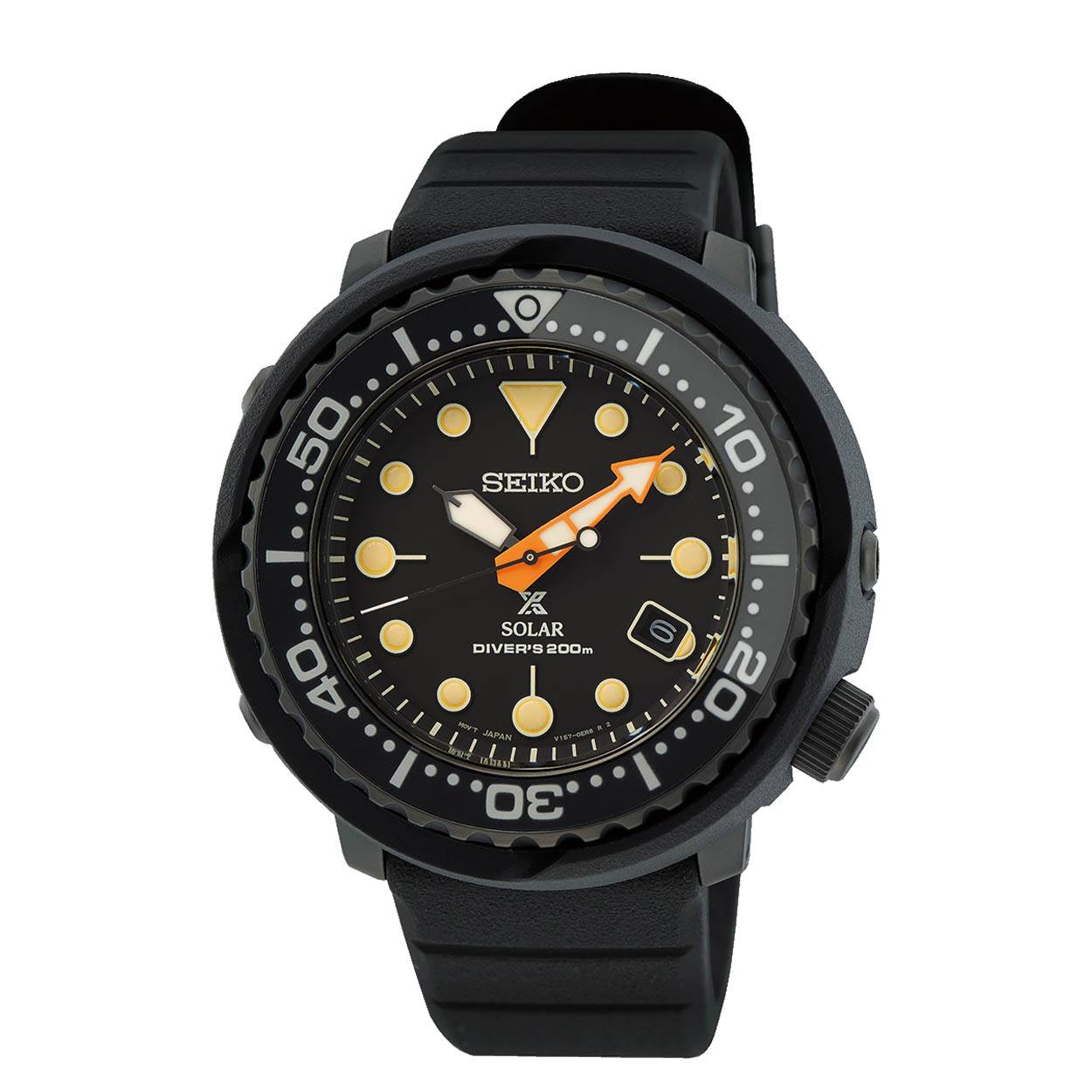 Dit Seiko horloge behoort tot de Prospex collectie.
Referentienummer: SNE577P1

De Seiko Prospex Solar Black Series Limited Edition is voorzien van een Kaliber V157 uurwerk en de kast is gemaakt van hard zwart gecoat edelstaal. Het horloge heeft een diameter van 46,7mm en is getest op een waterdichtheid van 20 ATM / 200 meter. De horlogeband is gemaakt van siliconen.