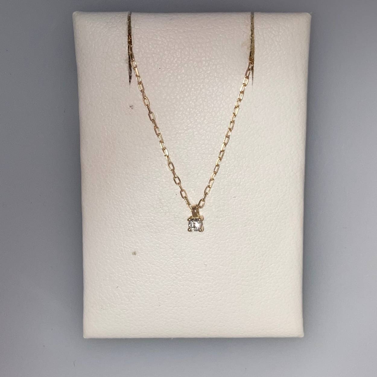 14k Geelgouden anker collier met briljant. 42-45cm