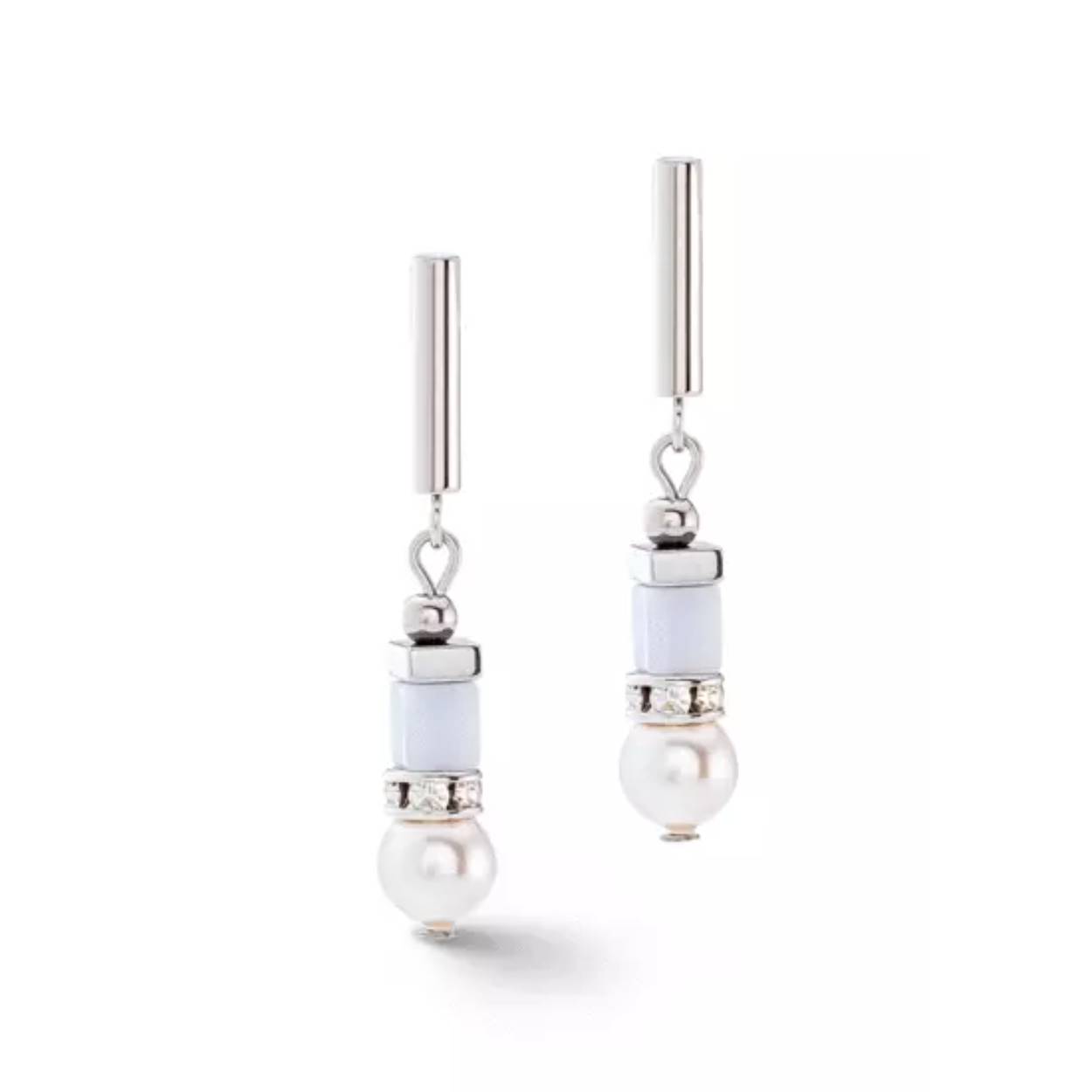 Coeur de Lion Precious Fusion Offset Earrings Silver-Ice Blue 4354/21-0720