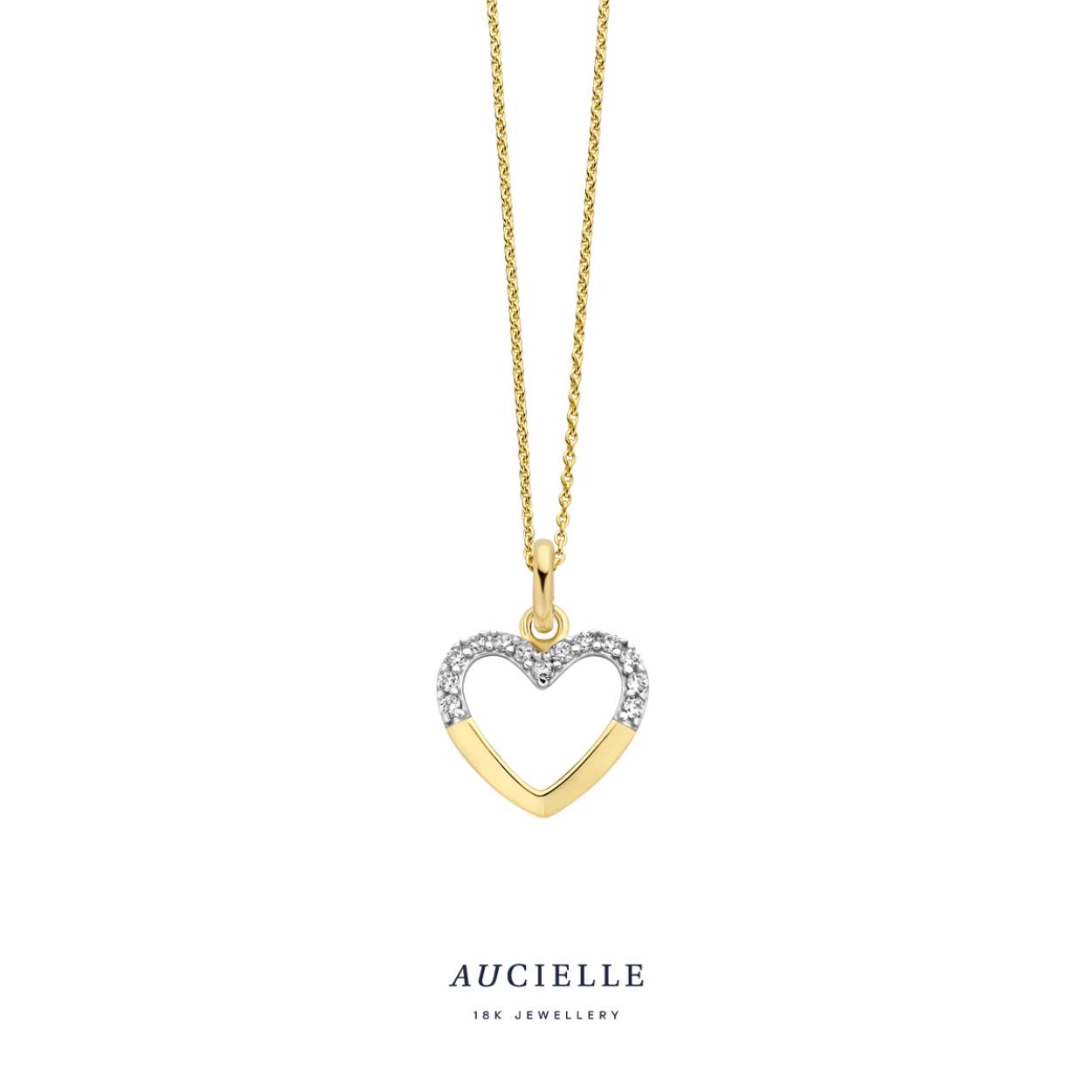 18 kt gouden hanger met zirkonia's
Exclusief ketting