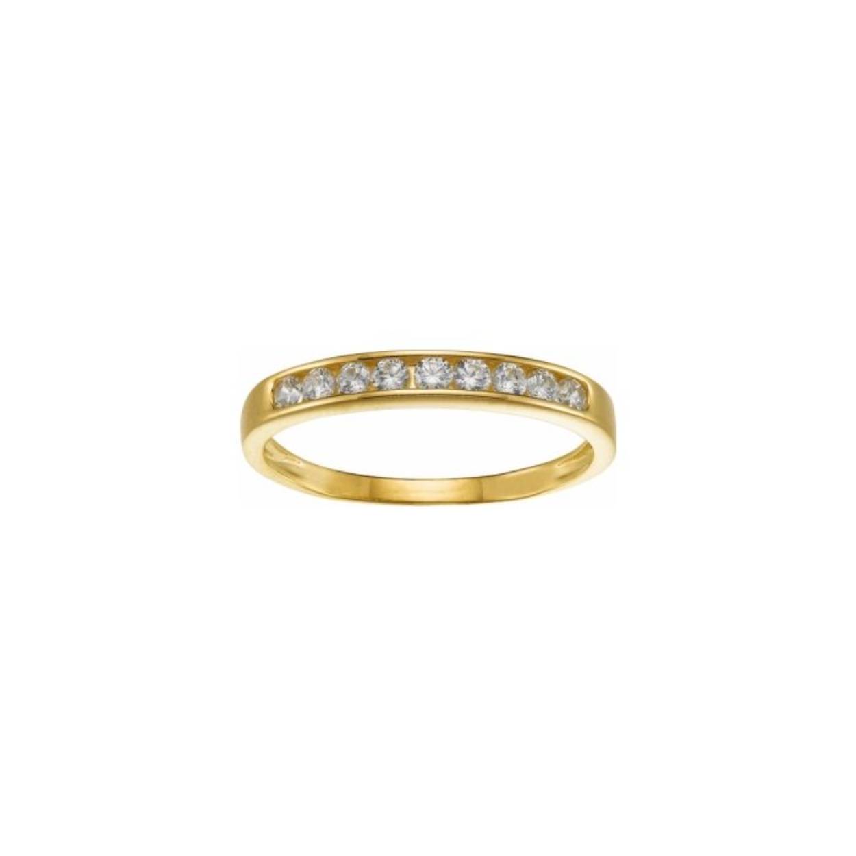 Geel gouden ring met 0.22ct diamant (briljant) in "rail" gezet