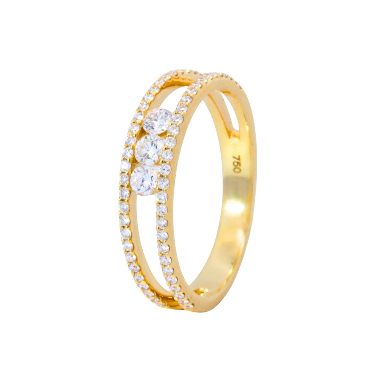 geelgouden ring 18Kt met diamanten 0.47ct