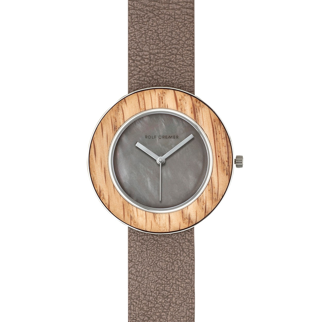 Horloge met hout om de wijzerplaat en veganistische band