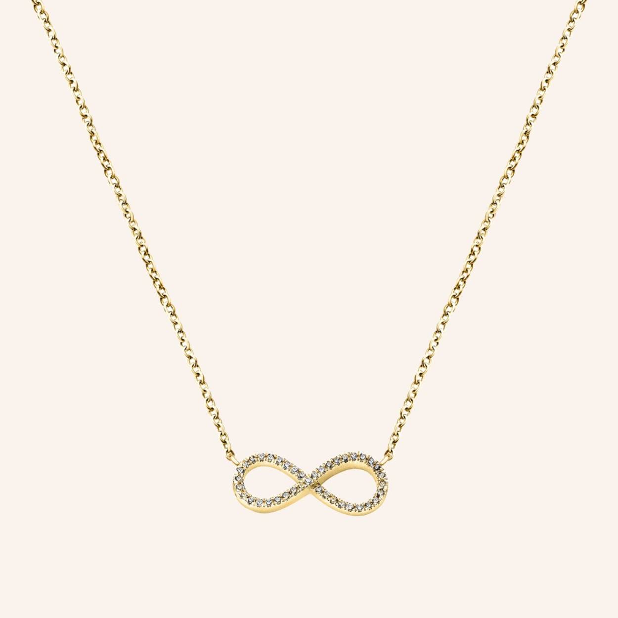 Ketting gold plated zilver infinity teken 0.12cts diam