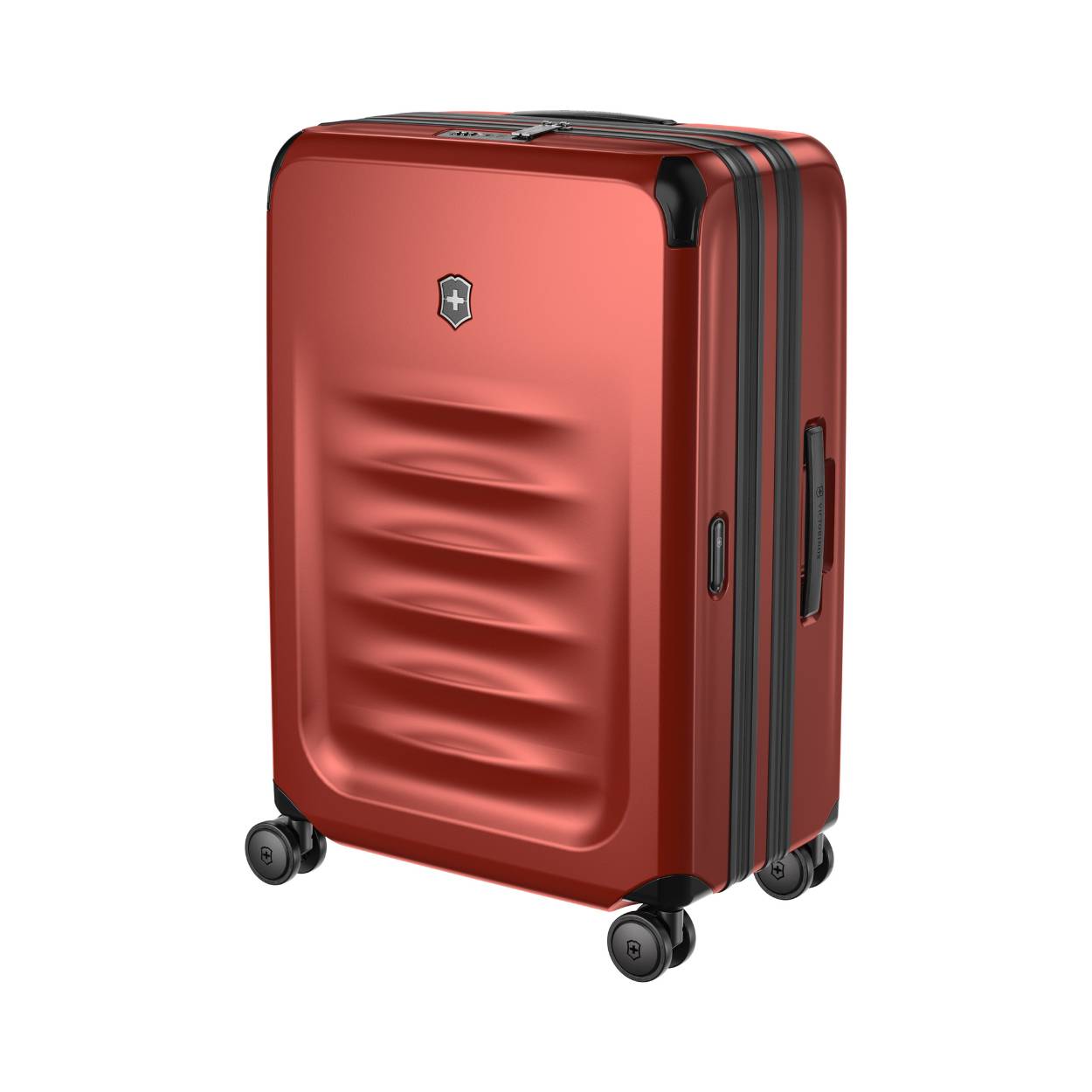 Deze koffers is een must have voor iemand die frequent reist of gewoon van design en top kwaliteit houd.
* wielen brengen de koffer geluidsarm en soepel naar uw bestemming.
De koffer is te personaliseren. 
Gemaakt van gerecycled polycarbonaat genaamd SORPLAS welke is ontwikkeld door Sony Semiconductor Solutions Corporation
Grote vakken en spadbanden houden u spullen op de plek.

Afmetingen:
Hoogte 69cm x breed 46cm x diep 30 cm

Inhoud 81 Ltr tot 113 liter 