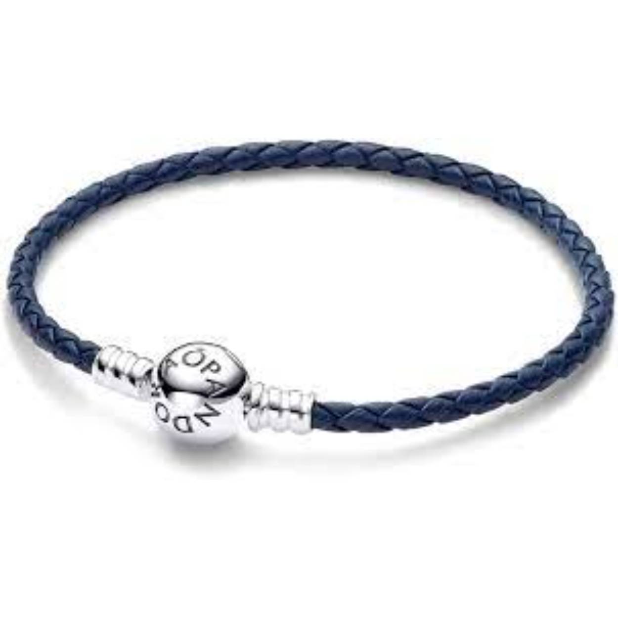 blauw leren armband met zilver sluiting