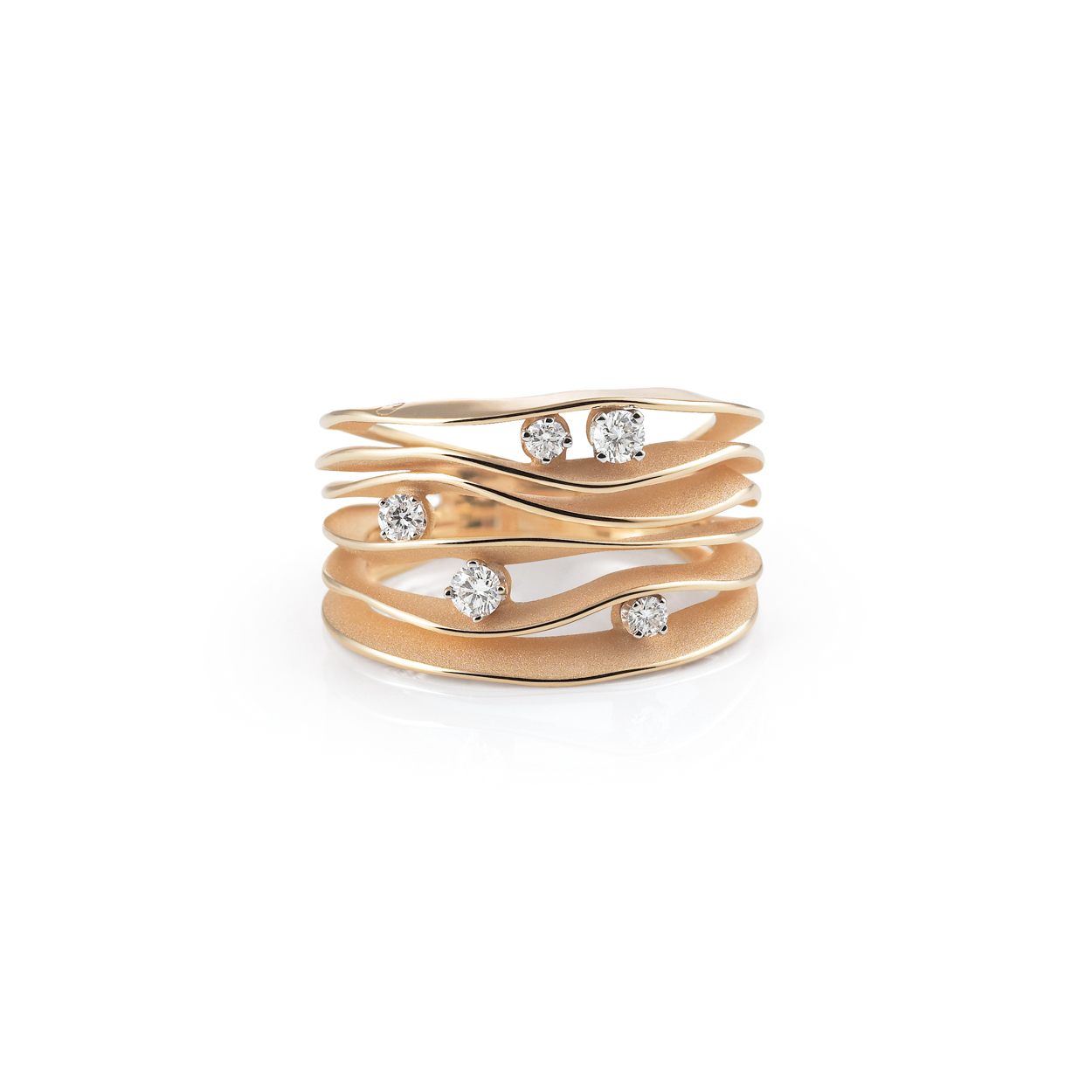 Dune Series Ring, 18Kt Orange Apricot Gold with Diamonds