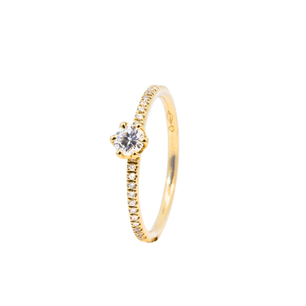 Ring in 18kt geel goud 1,89gr 0,24ct VS G/H