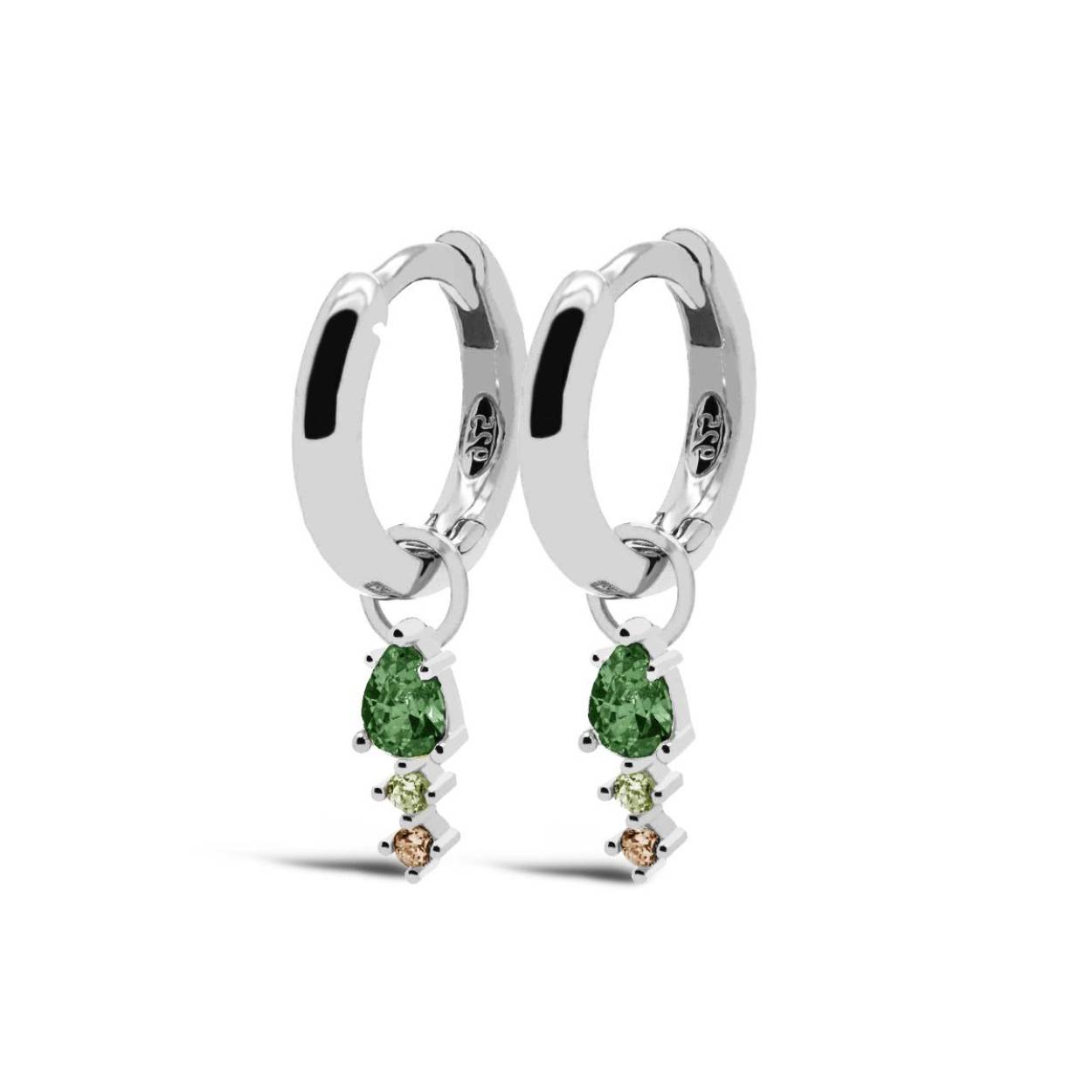 Karma Jewelry Hinged Hoops Duo Emerald Green Drop Silver