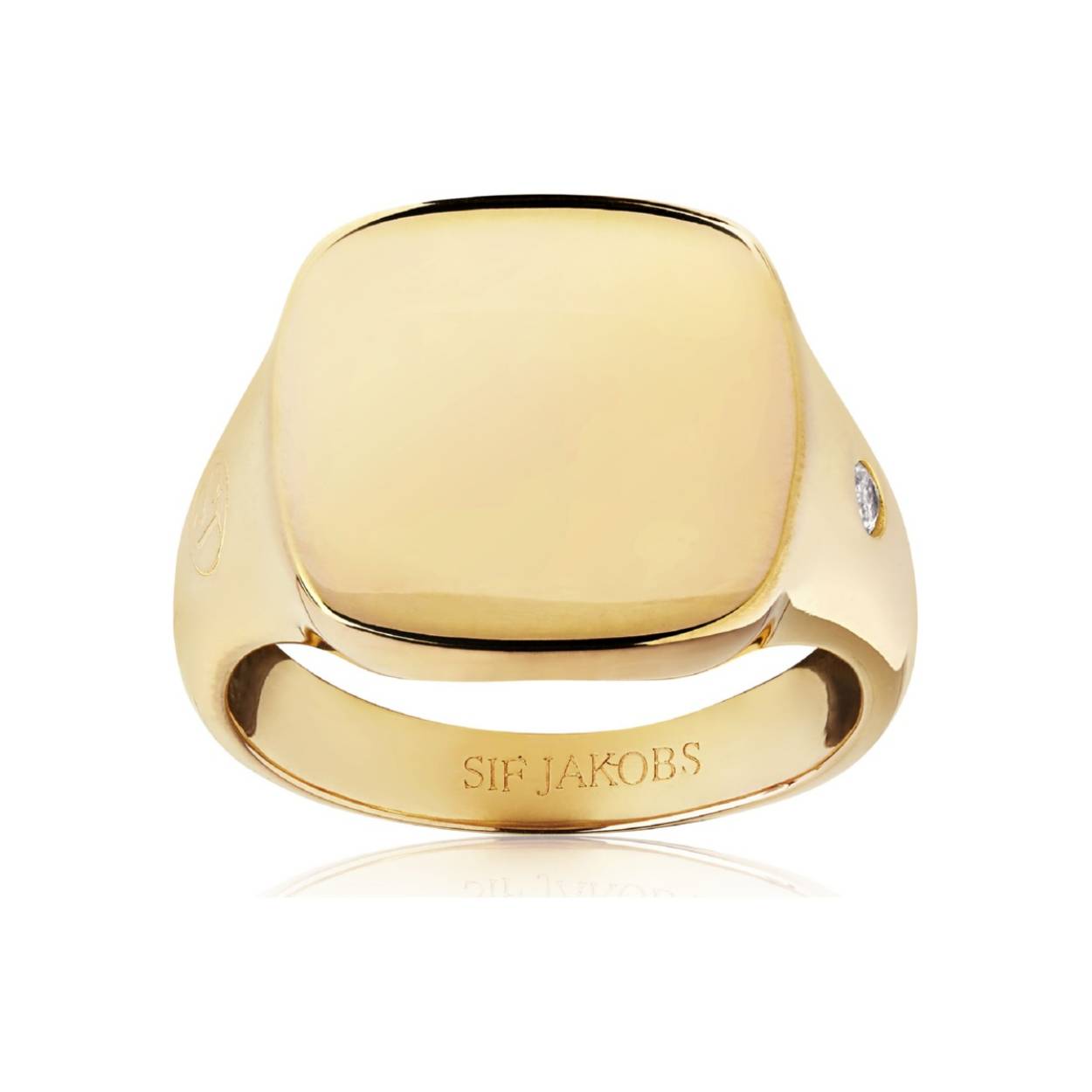 SJ-R1071-CZ YG Follina Pianura Quadrato Piccolo goudkleurige ring 15 mm