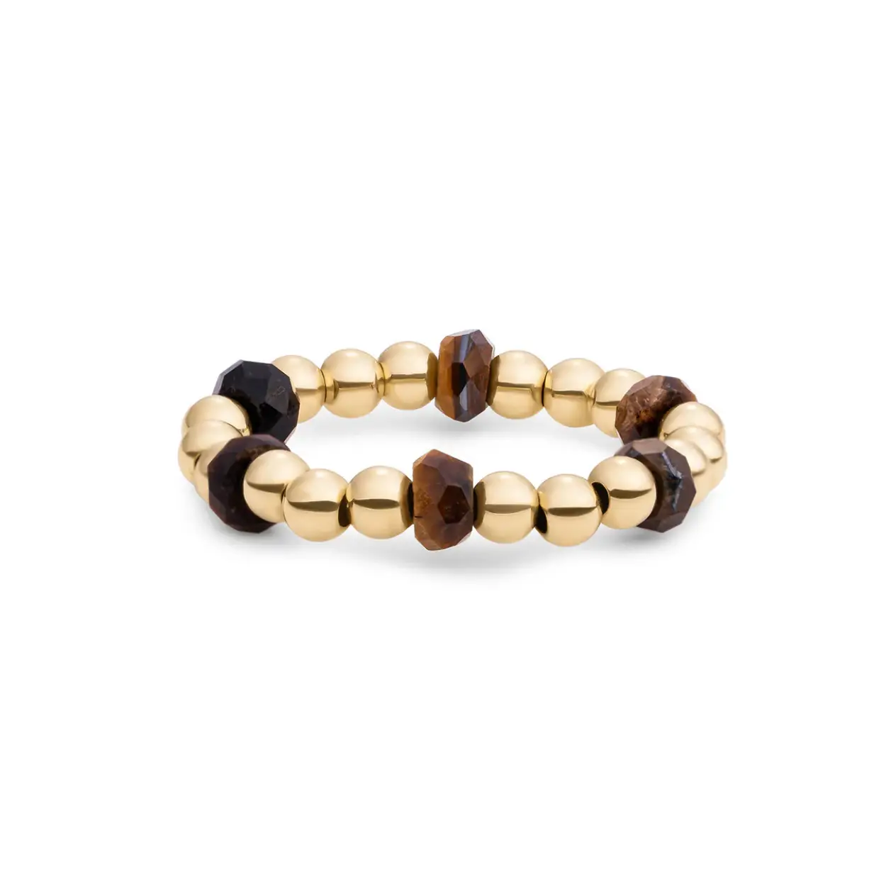 Sparkling Jewels Ring Facet Roundel Tiger Eye Gold SRI-G-RDL-G09