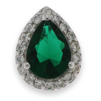 hanger druppel groen 6x8 mm randje zirconia er om heen