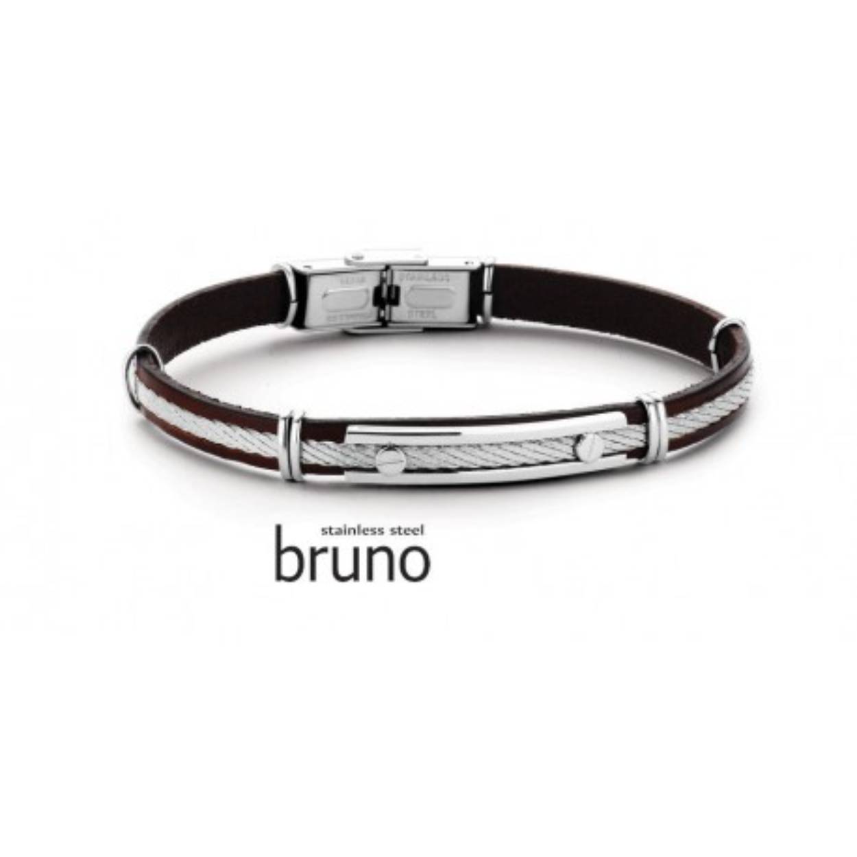 ARMBAND - EDELSTAAL bruno met leder