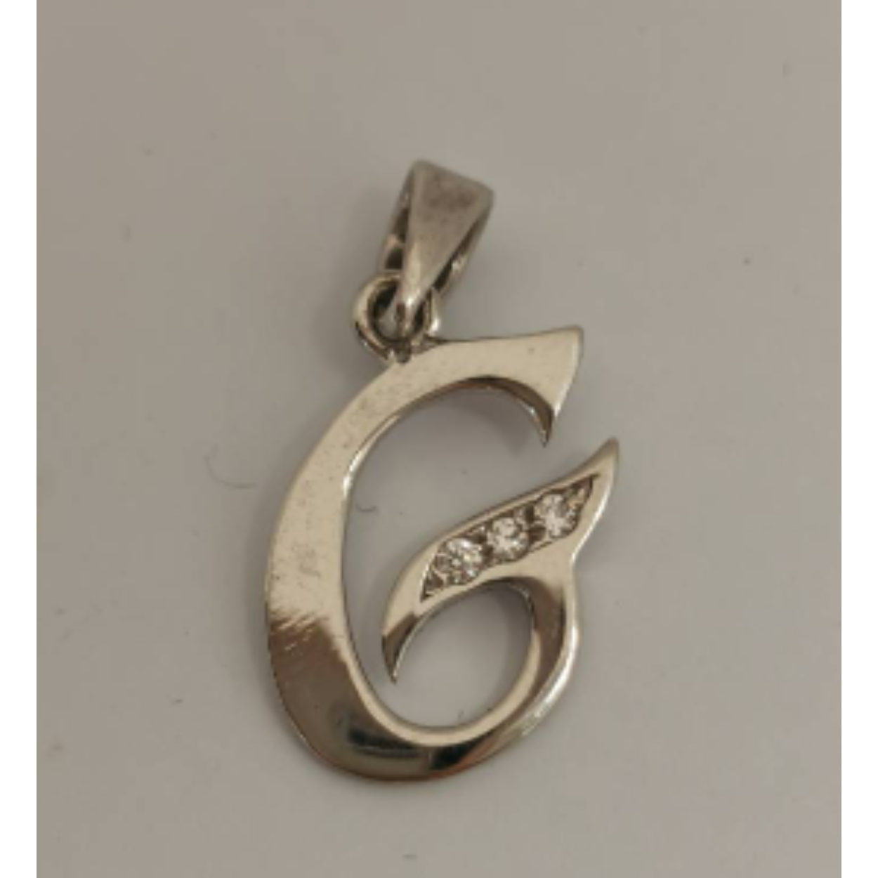 Zilveren hanger letter G zirkonia
