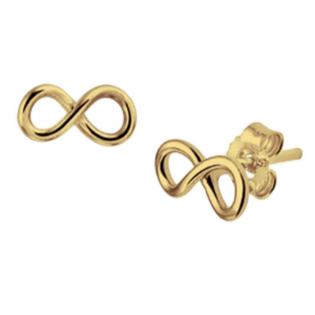 14k Geelgouden oorknoppen met een infinity voorstelling.