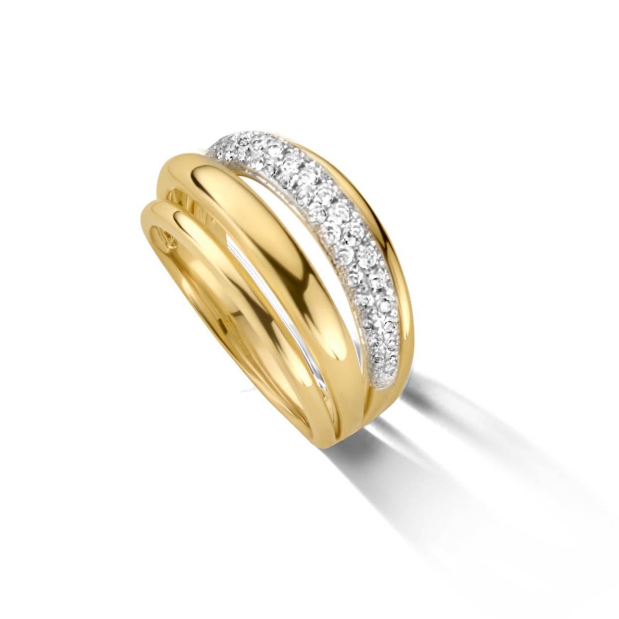 Geel gouden 18 karaat ring met 0.44ct briljant