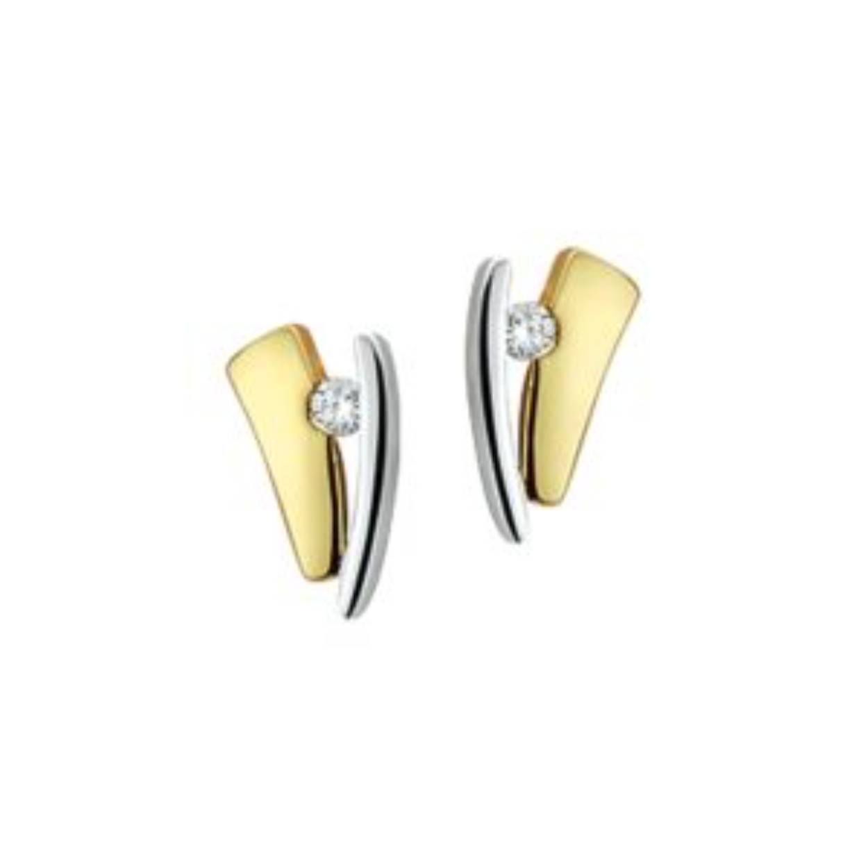 gouden bicolor oorstekers met zirconia