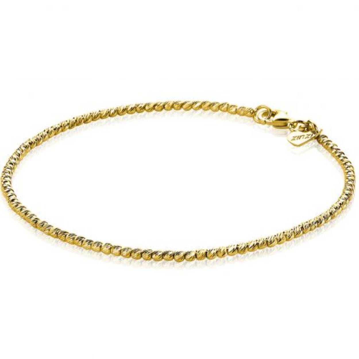 gouden armband, gediamanteerde bolletjes 19cm, 14k