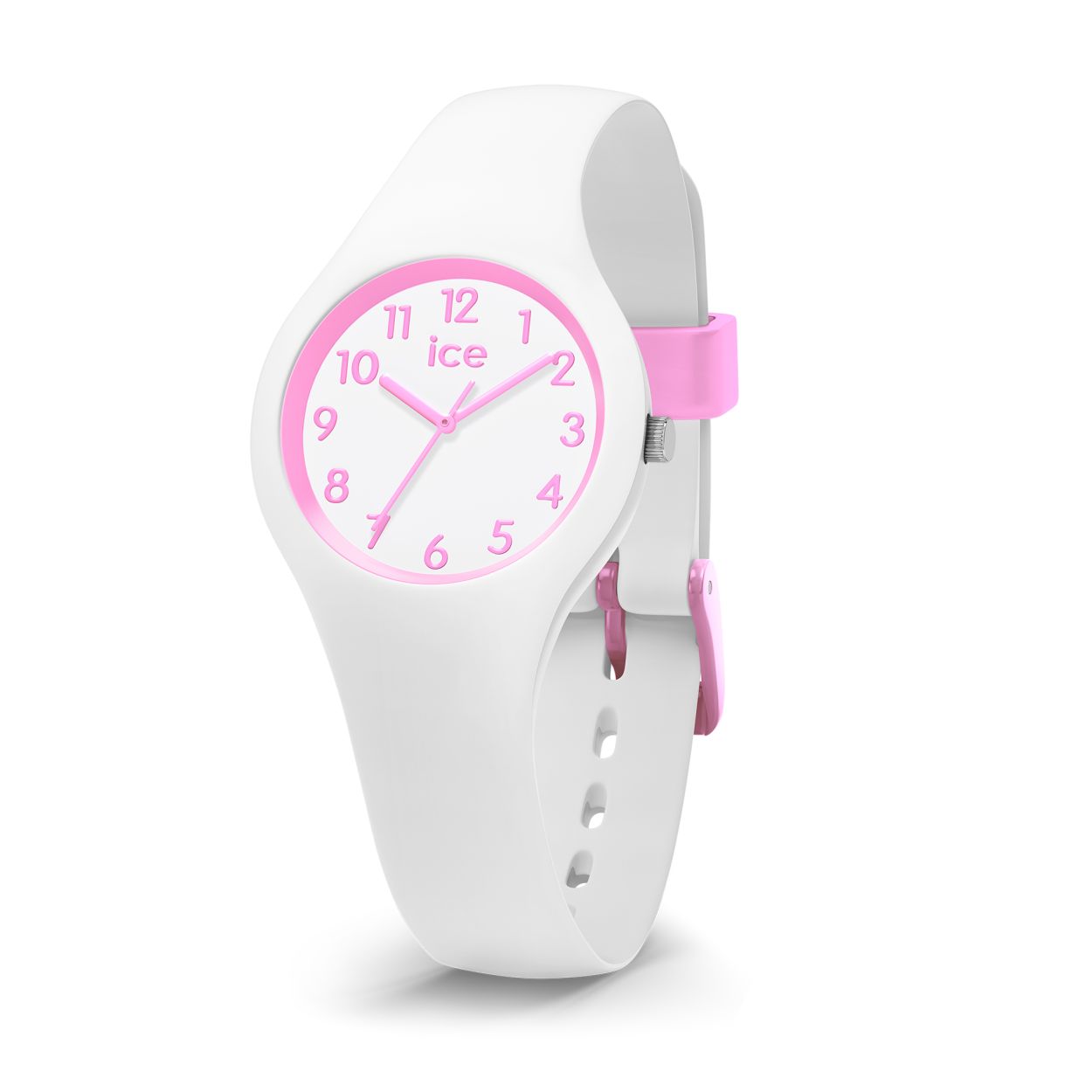 Ref 014426, maat S
Witte rubberen band 
Witte wijzerplaat met roze details 
Ideaal kinderuurwerkje voor hippe kids!
Waterdichtheid: 10 ATM