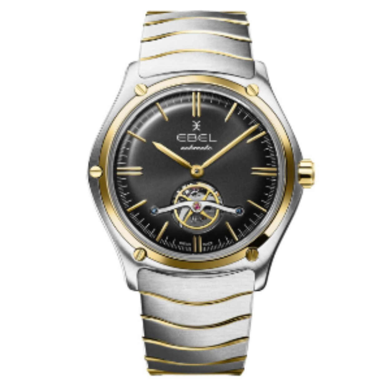 Bestel dit EBEL Sport Classic horloge op onze webshop. Het model met het referentienummer 1216696 is uitgerust met een Zwitsers automatisch uurwerk, waar door het dragen en bewegen van het horloge de veer in het uurwerk wordt opgewonden. Het Zwitserse uurwerk met gangreserve is geplaatst in een hoogwaardige edelstalen horlogekast met een 18 kt. geelgouden bezel, schroefdetails en kroon. Op de zwarte wijzerplaat is met geelgouden PVD wijzers en zwarte Romeinse cijfers de tijd op analoge wijze af te lezen. De edelstalen geschakelde horlogeband met geelgouden PVD delen is aan de ronde horlogekast van 42 mm. gemonteerd. De band is voorzien van een vouwsluiting, met het EBEL logo. Deze sluiting zorgt ervoor dat uw horloge niet zomaar van uw pols kan glijden.

Het horloge met een ontspiegeld en krasbestendig saffierglas heeft een waterdichtheid van 5 ATM (50 meter), waardoor het uurwerk regen- en spatwaterdicht is.

In EBEL Sport Classic collectie komen stijl en functie samen. De tijdloze collectie die al sinds 1977 is niet voor niets het meest iconische design van EBEL. Met prachtige diverse wijzerplaten en gebruik van 18 kt. goud en diamant zal een EBEL Sport Classic horloge stralen om uw pols.