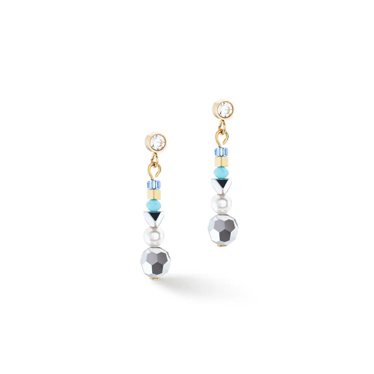 Coeur de Lion oorhangers met polaris en swarovski kristallen