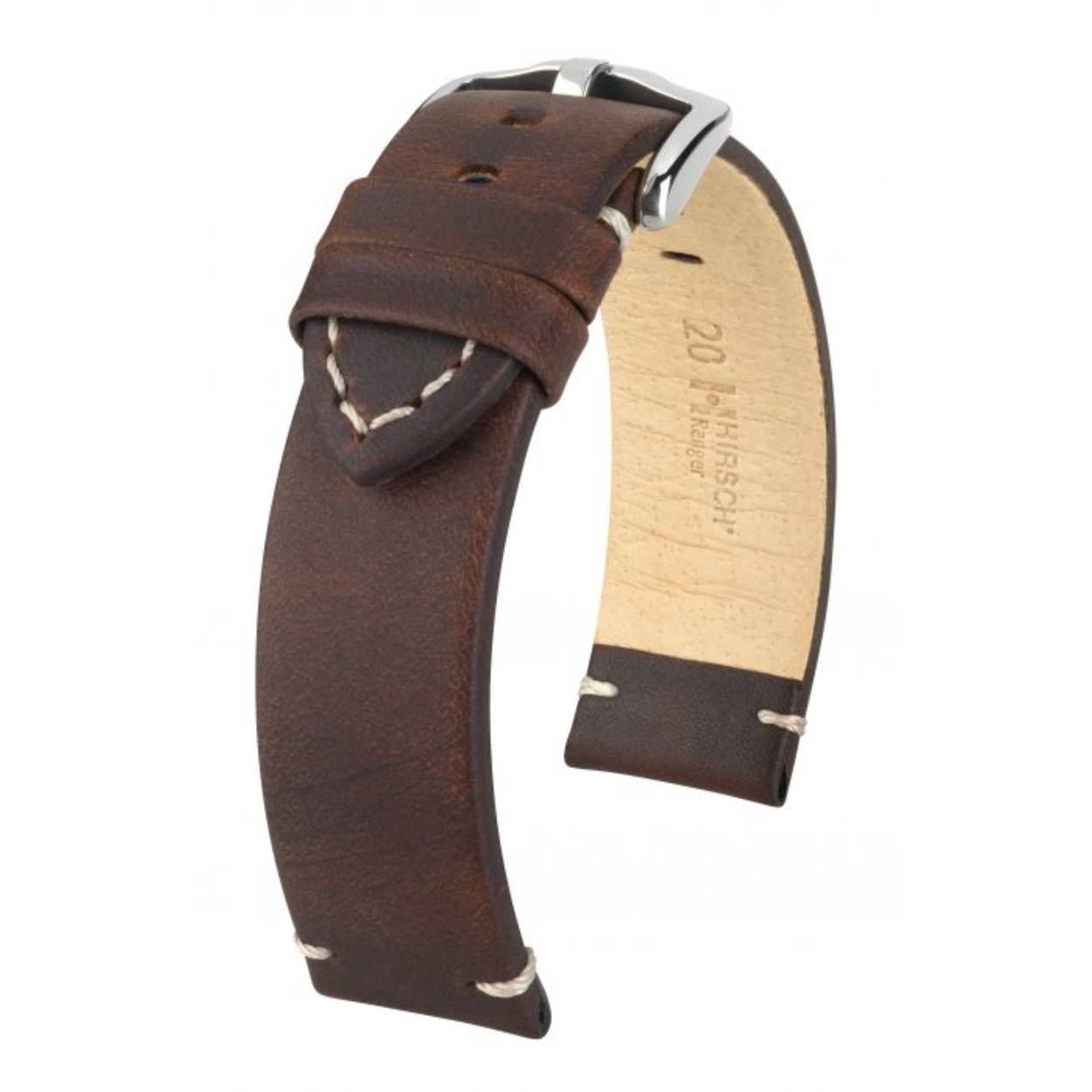 RANGER is een individuele, originele en krachtige lederen armband uit de HIRSCH Essential serie. Met andere woorden - de moderne interpretatie van vervlogen tijden. Onze RANGER is gemaakt van vezeldiep barrel-dyed kalfsleder met een echt gestructureerd oppervlak.

De natuurlijke kwaliteit van het materiaal zorgt voor een elegante patina-ontwikkeling, terwijl het riemdesign van de armband voor het "retro"-karakter zorgt. De geaccentueerde contrasterende stiksels op de punt, de decoratieve staafnaad langs de gesp en de bevestiging en de ovale functionele gaten, maken van onze RANGER een klassieker