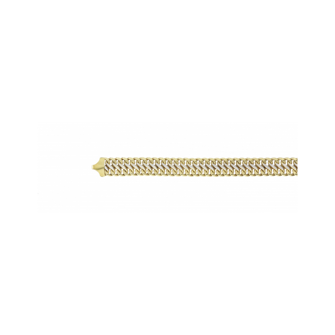 Fjory 14krt geelgouden armband met zilverkern. Schakel: dubbel Gourmet. Diameter: 11,5mm. Lengte: 21cm