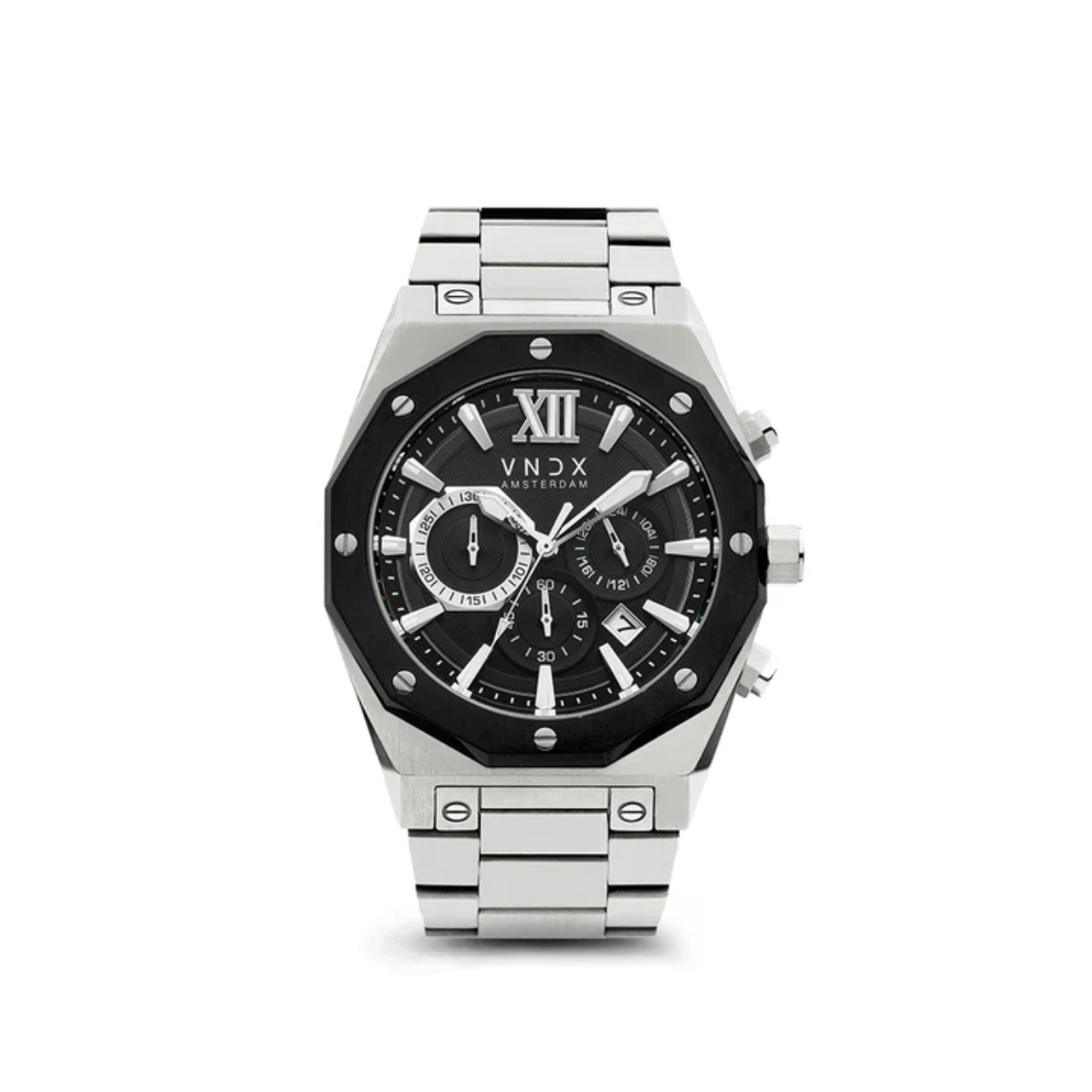 Heren horloge Wise Man Staal straalt krachtige stijl uit met zijn imposante twaalfhoekige roestvrijstalen kast van 46 mm. Dit zilver horloge voor heren is een symbool van pure elegantie en is de ultieme metgezel voor zelfverzekerde heren. Naast zijn tijdloze ontwerp biedt de Wise Man Staal ook diverse functies, waaronder een stopwatch, datumaanduiding en een waterdichtheid tot 10 ATM. De lichtgevende wijzers zorgen ervoor dat je te allen tijde de tijd nauwkeurig kunt aflezen, ongeacht het moment van de dag.