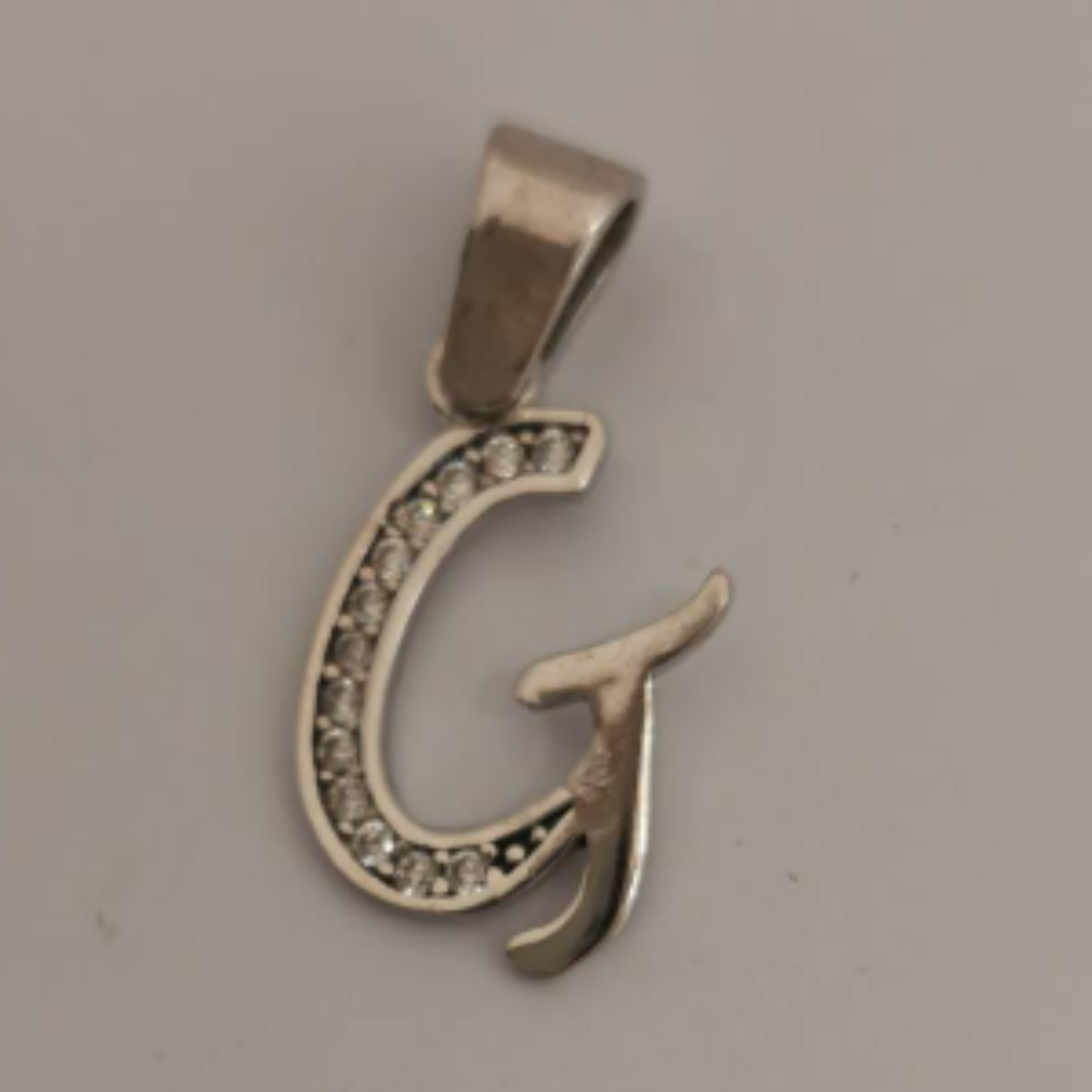 Zilveren hanger letter G zirkonia