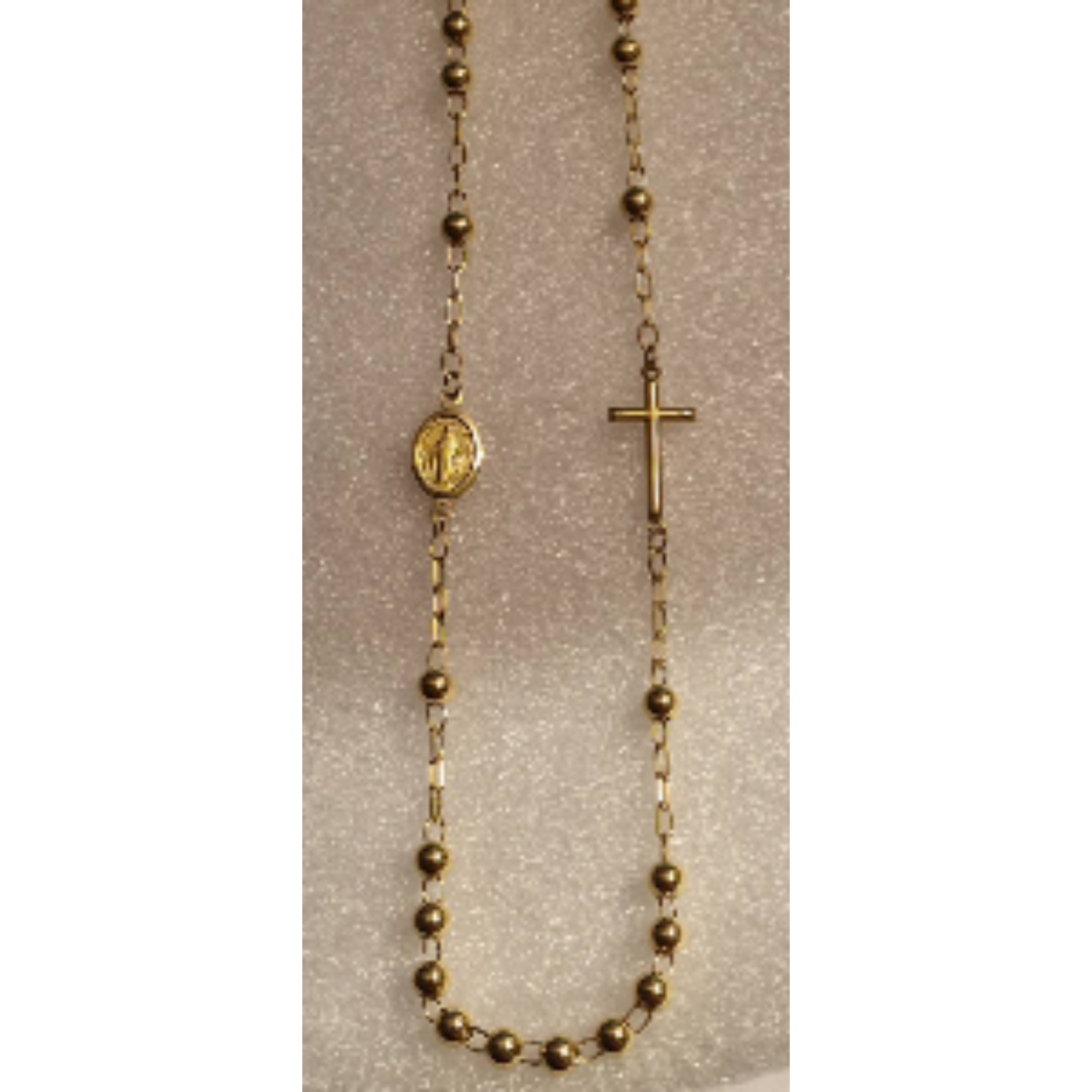 14k geelgoud 5mm rozenkrans collier op 55 cm lengte 