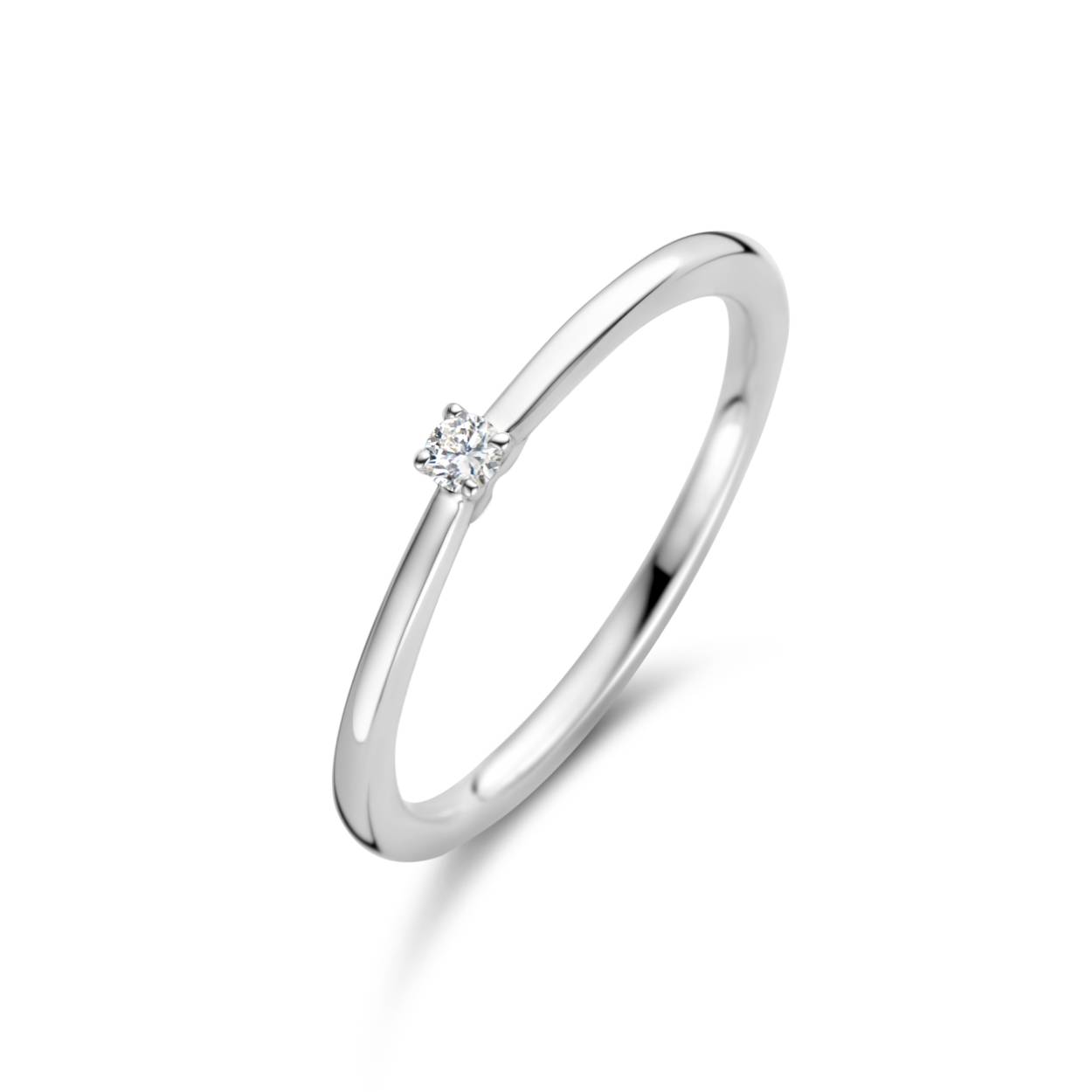 witgouden ring, 4poot+0.05ct mt55