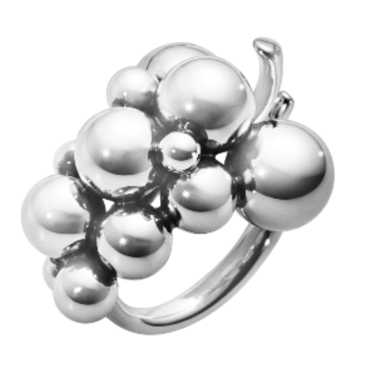 A contemporary reworking of a classic Art Nouveau motif, the Moonlight Grapes ring combines heritage and modernity with striking results. The cluster of silver spheres on top of a simple band is bold, sculptural and utterly captivating - perfect for any woman with a strong sense of personal style.
