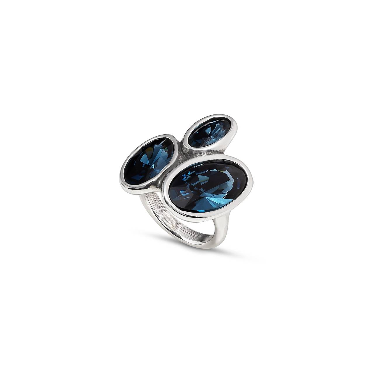 Uno de 50th verzilverd ring kingdom 3 blauwe stenen ANI0742AZUMTL18
