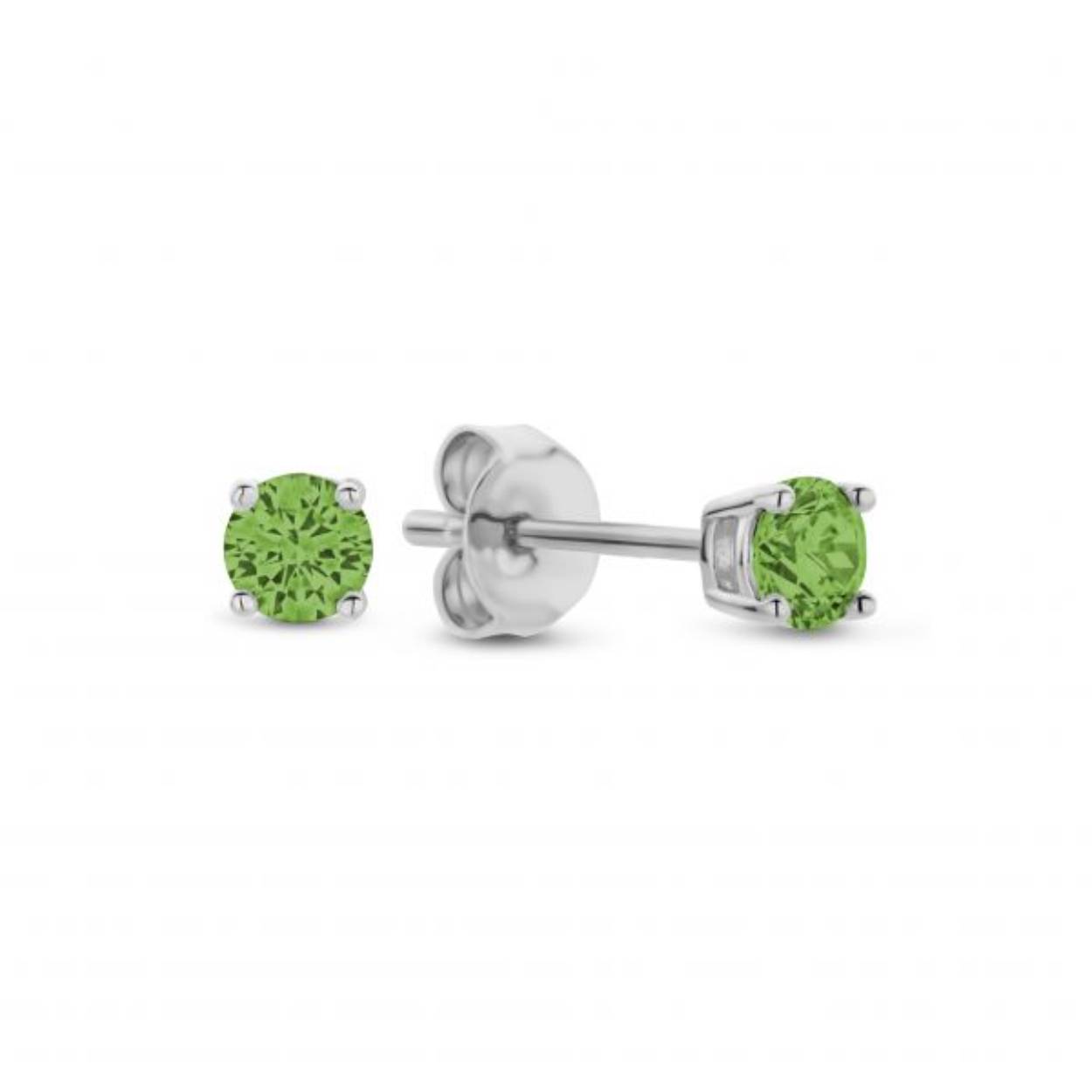 Zilver oorknop groene zirkonia 3 mm