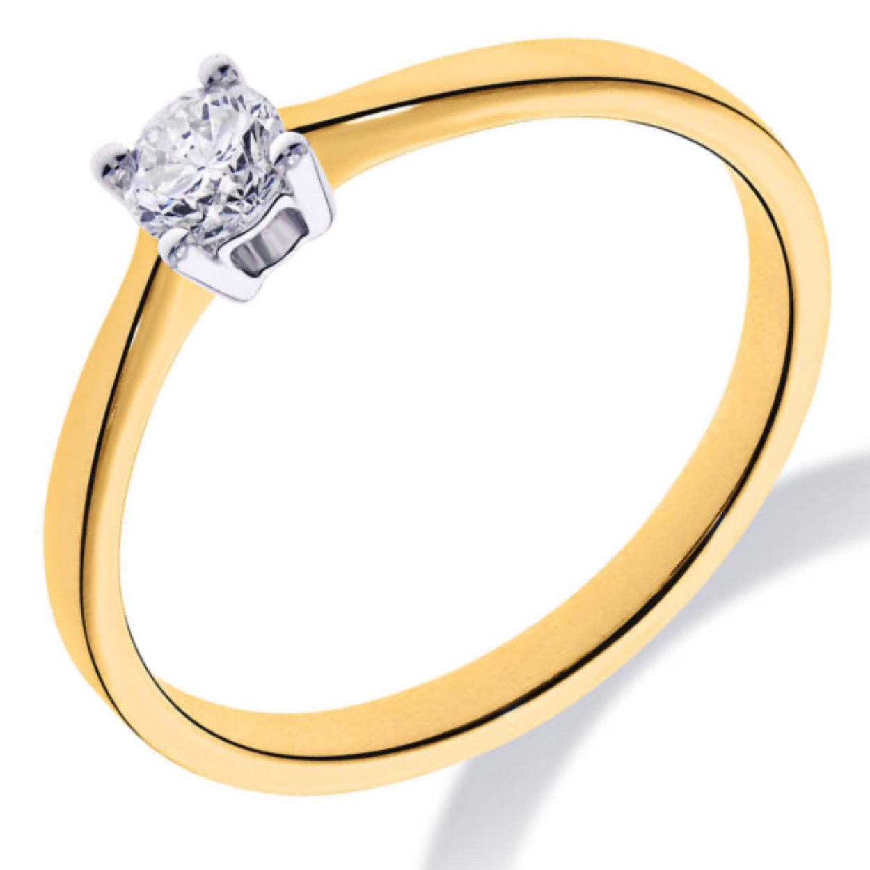 14Krt Geel gouden solitair 4-Poots wg chaton 0.25ct briljant