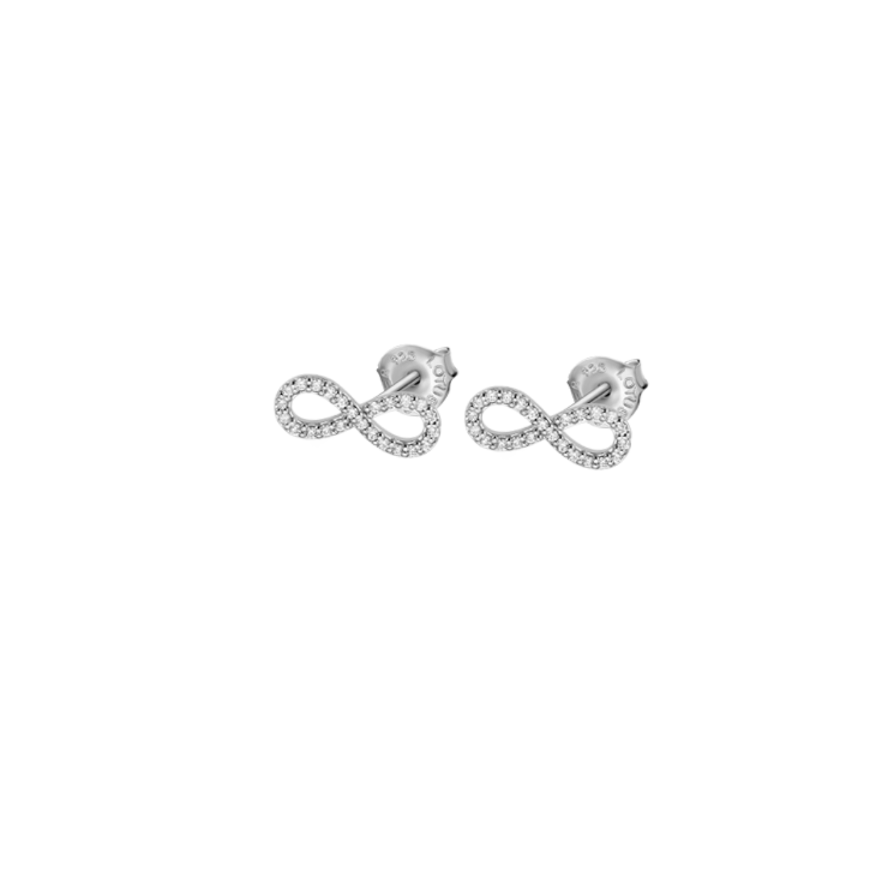 Zilveren infinity oorbellen met zirconium