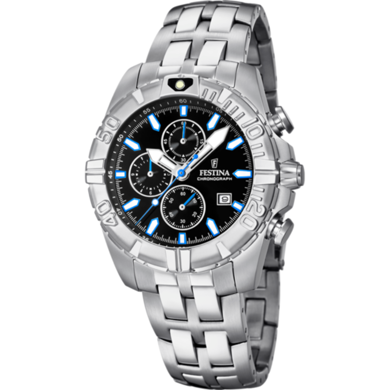 Festina heren Sporthorloge F20355/3
Stalen kast met zwarte wijzerplaat
Stalen schakelband
10 ATM waterdicht