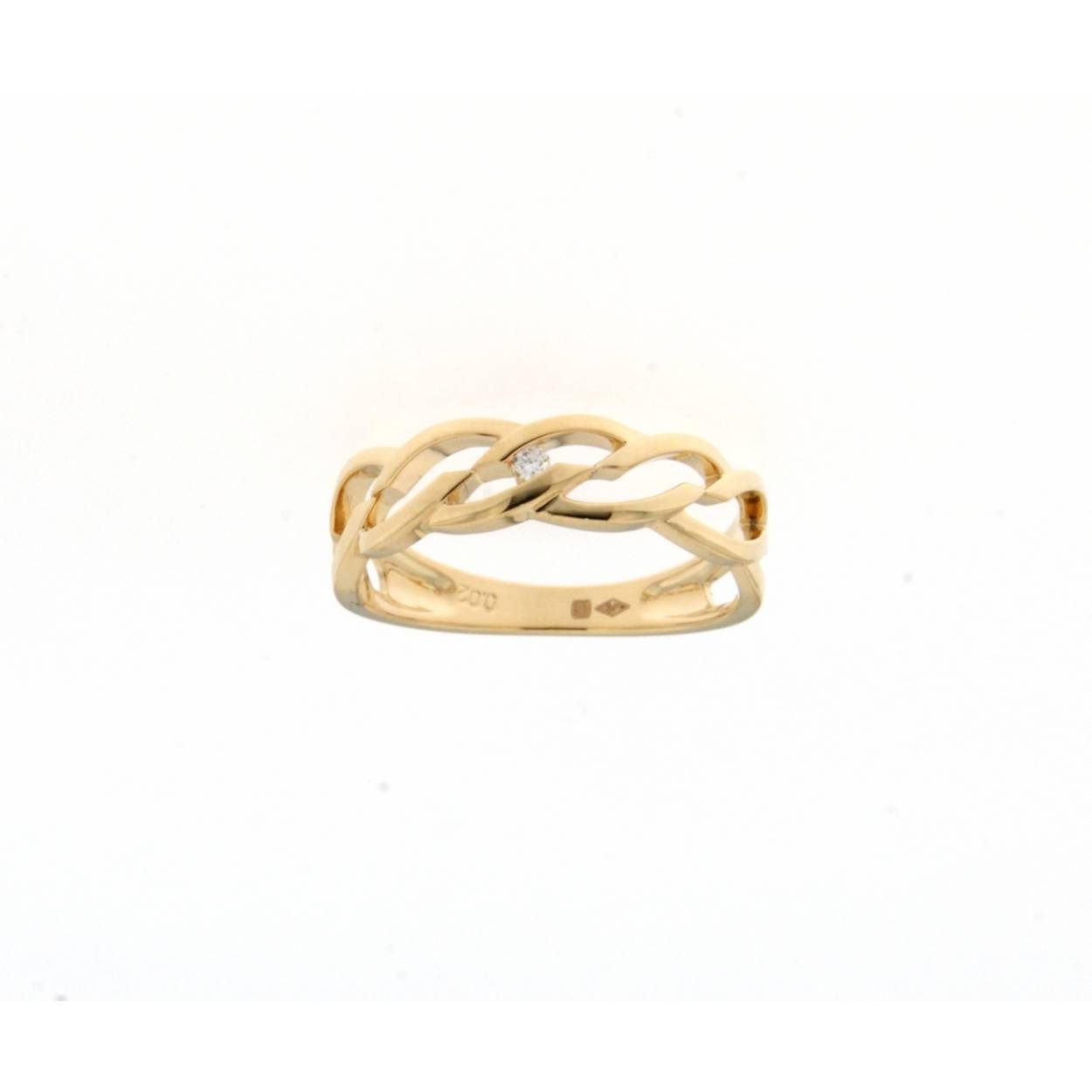 Naiomy Gold ring goud 18k gevlochten met briljant 0.02ct