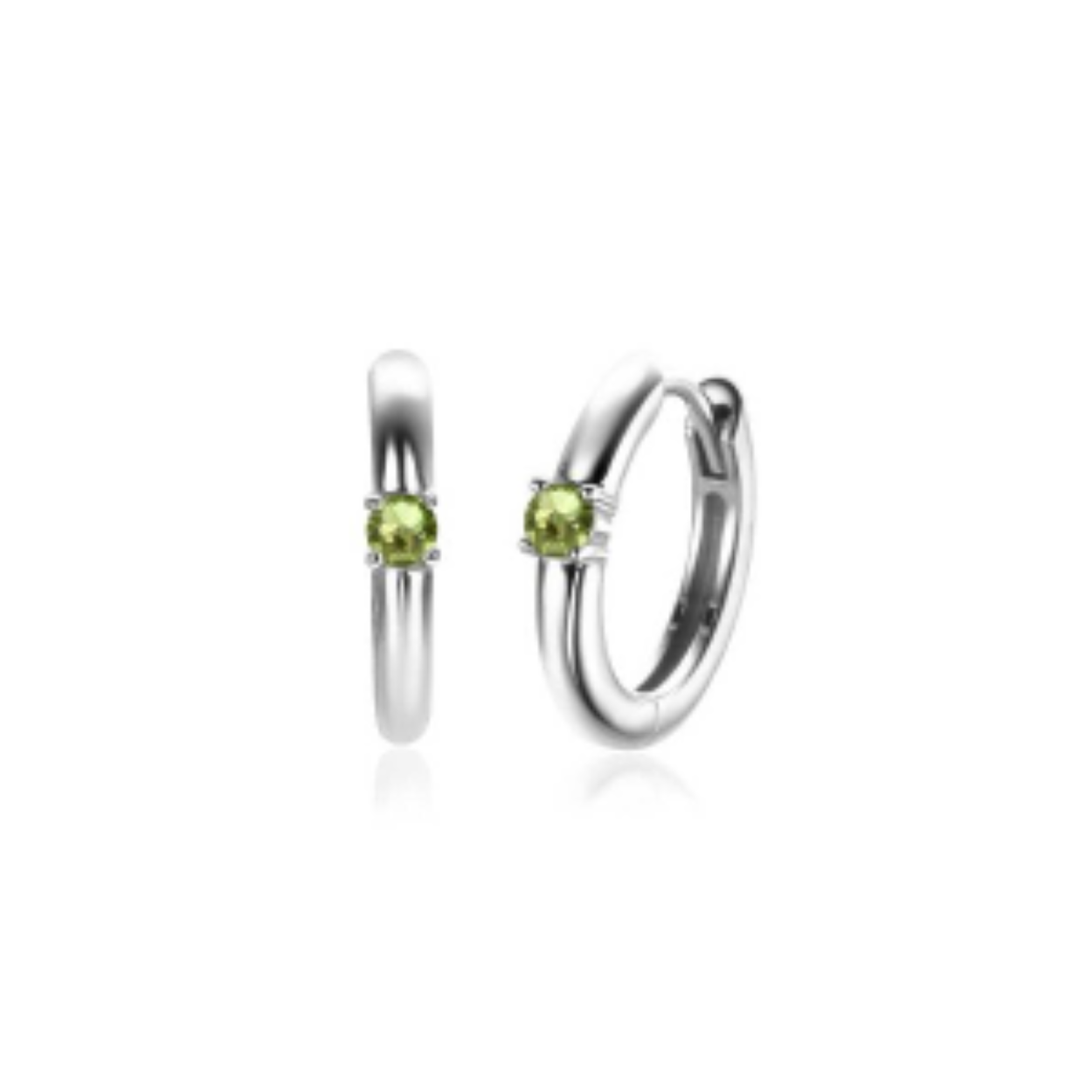 AUGUSTUS oorringen 13mm zilver met geboortesteen groen peridoot zirconia