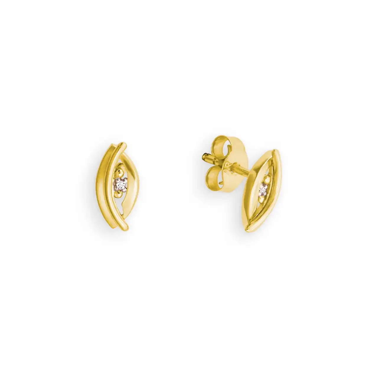 14K oorstekers met diamant 0.01ct